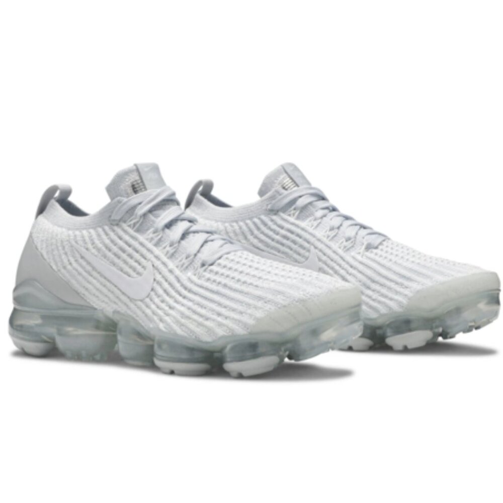 NIKE AIR VAPOR MAX FLYKNIT 3 WHITE/PURE PLATINUM/METALLIC SILVER WOMEN'S SIZE 7